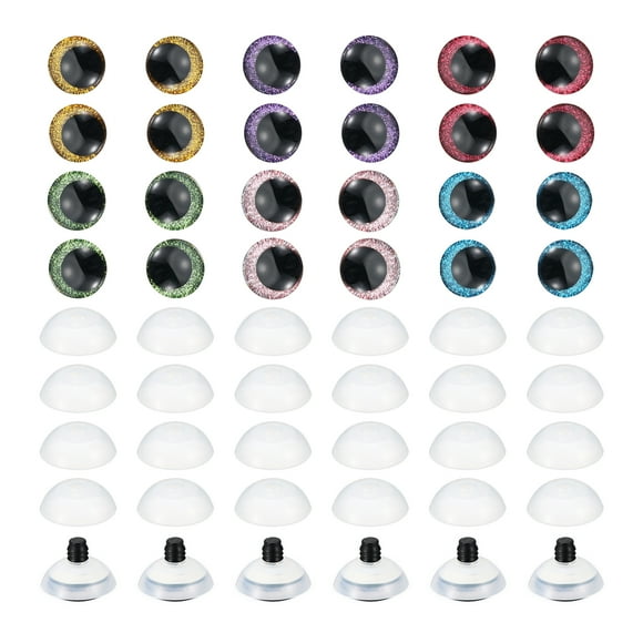 Uxcell 30mm Flash Safety Eyes, 48 Pcs Doll Eyes Realistic Colorful Crocheting Safety Eyes for Decor Crochet Accessories Dolls Craft, Mixed Colors