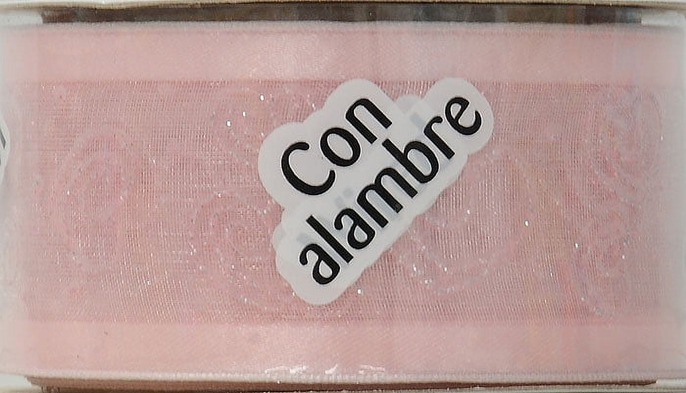 Offray Ribbon, Pink 1 1/2 inch Wired Edge Sheer Sheer Ribbon, 9 feet