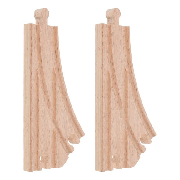 Masteelf 2pcs Wooden Train Track Expansion Curved Switch Track Multi-Directional Switch Tracks Wooden Train Track Accessories Compatible with Major Train Sets