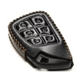 thumbnail image 3 of Vitodeco Genuine Leather Smart Key Fob Case with Leather Key Strap Compatible for 2021 Chevrolet Suburban Tahoe (6-Button, Black), 3 of 6