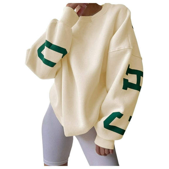 VNKIDY Women's Sweatshirt Autumn Winter Thicken Thermal Loose Fit Pullover Warm Long Sleeve Crewneck Sweatshirts For Cold Weather Classic Tops