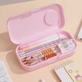 thumbnail image 6 of SLYNSHome Plastic Pencils Case Double Layer Large Capacity Pencil Box,Pink Hard Pen Case with Snap-tight Lid for Office Supplies Storage Organizer, 6 of 6