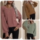 thumbnail image 3 of Mujeres Casual Camisa de manga larga O-cuello Batwing Waffle Knit Tops Sólido Suéter suelto de otoño Abanopi Rosa oscuro/Extragrande, 3 of 7