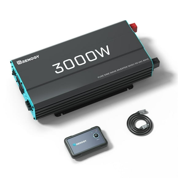 Inversor de corriente Renogy de onda sinusoidal pura de 3000 W, 12 V DC a 120 V AC