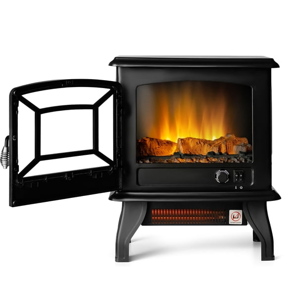 Costway Fireplace Heater Stove Thermostat & Flame Effect