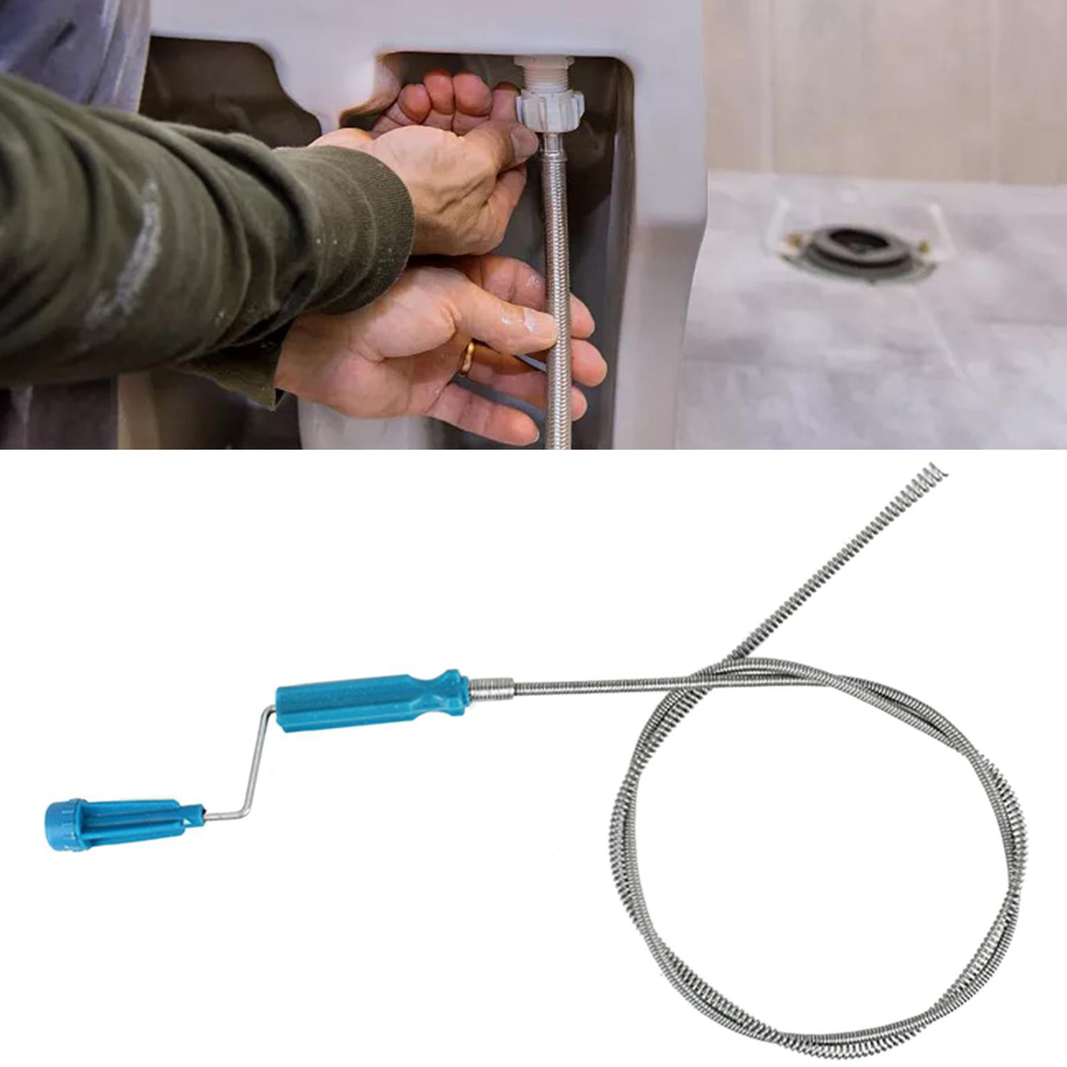 60/90cm Spring Pipe Dredging Tool Flexible Grabber Pickup Snake Cable Aid  Grab TrashA Drain Auger Unclog Hair Drains Sink Toilet
