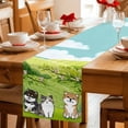 thumbnail image 5 of Japanese Aquatian Dogs Table Runner 36 Inches, Cute Cats Spring Green Trees Hills Bed Runner Dresser Scarves Tabletop for Indoor Outdoor Parties/Ceremony/Banquet, 13"x 36", 5 of 8