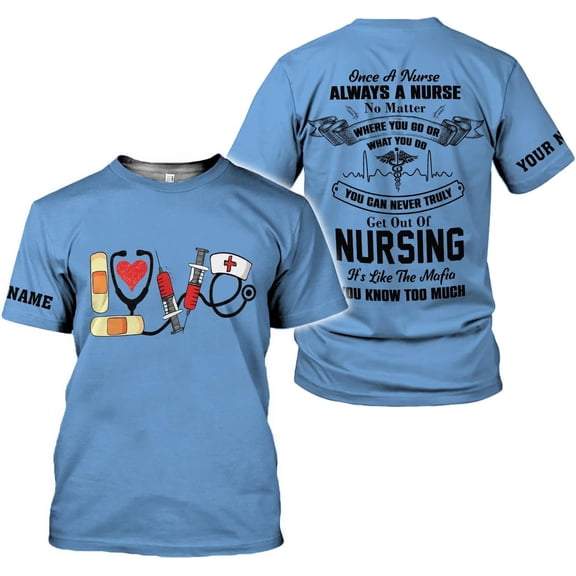 Personalized Name Nurses Shirts 3D Nurse Shirts for Women Emergency Nurse T-Shirt Uniform Emergency Medical Technician Shirt (S)