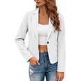 thumbnail image 4 of yeiolnoer Suit Jacket for Women Elegant Button Front Blazers Solid Color Long Sleeve Shirts for Business Office(White,X-Large), 4 of 7