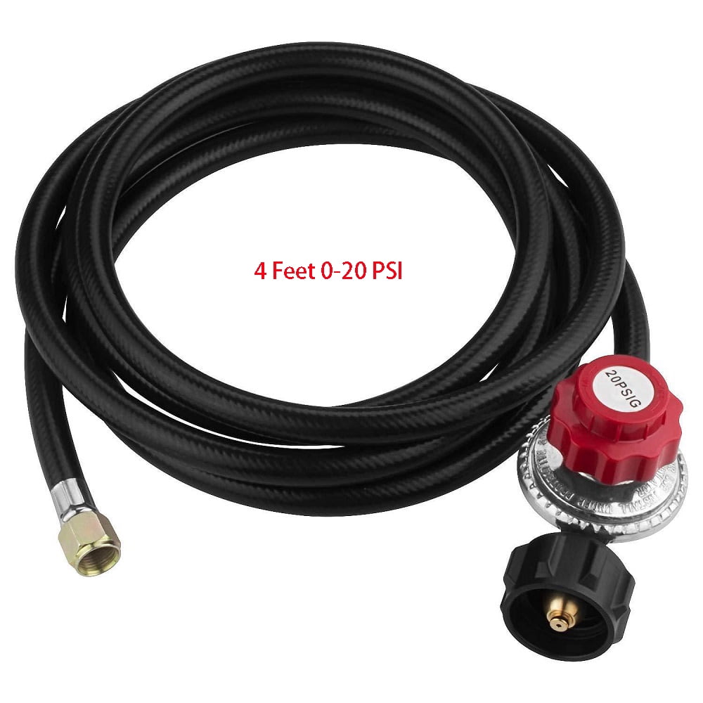 High Pressure Adjustable LP Propane Regulator Gauge QCC1 & 4' BBQ Hose 20PSI High Pressure Adjustable LP Propane Regulator Gauge QCC1 & 4' BBQ Hose 20PSI