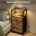thumbnail image 7 of Night Stand with Charger Station and LED Light Rustic Brown Nightstand with Drawers Bedside Table Tall Nightstand 4, 7 of 7