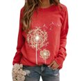 thumbnail image 4 of Camiseta Mujer Manga larga Cuello redondo Tops Poliéster Suéter deportivo Ropa con estampado informal, Rojo, S Sweethay AP003791-30, 4 of 6