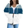 thumbnail image 2 of Hoodies for Women 2025 Color Block Striped Long Sleeve Zip Up Hoodie with Pockets Hooded Sweatshirt Women Jacket, 2 of 6