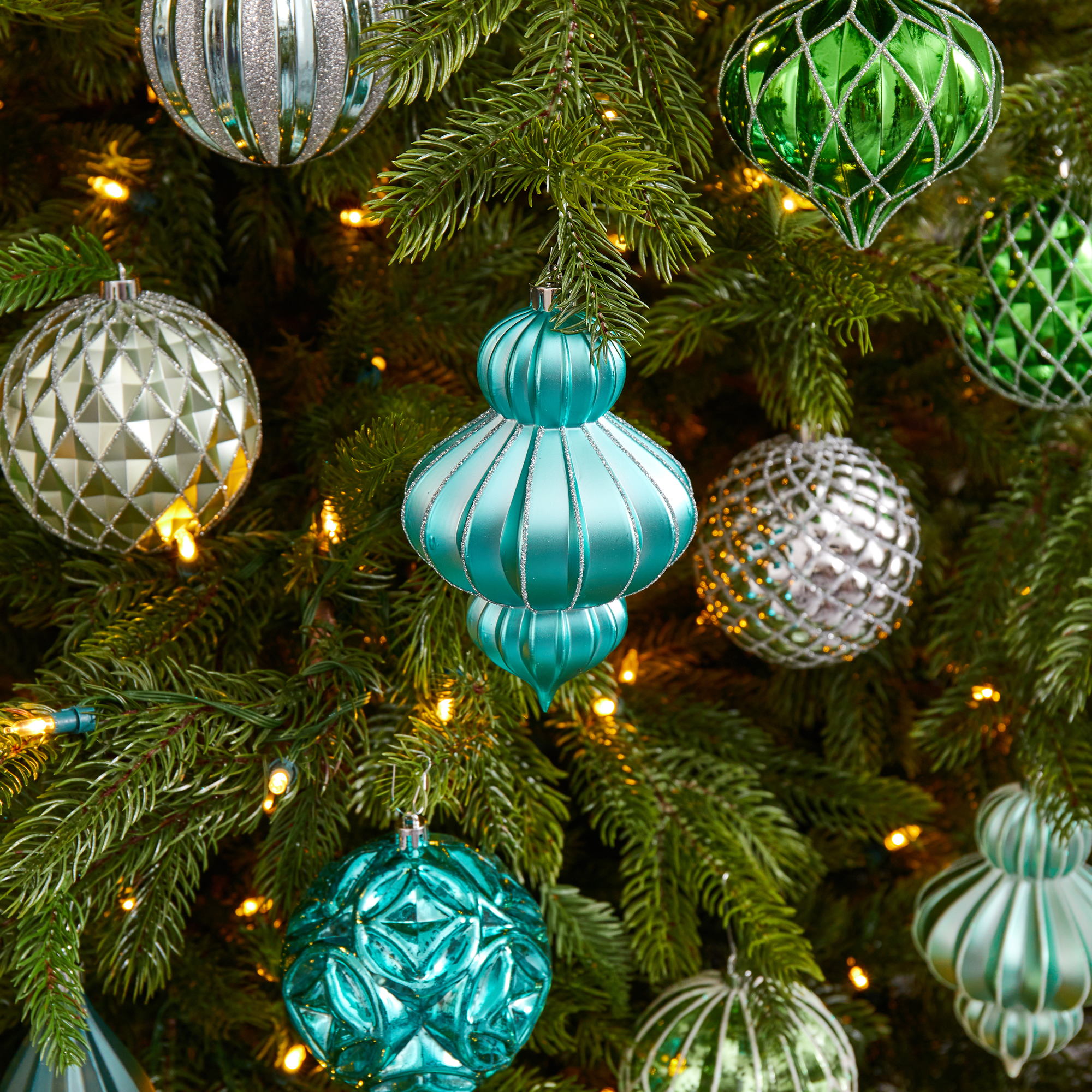 Nearly Natural Holiday Lux Shatterproof 12 Count Christmas Tree Ornament Set