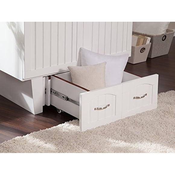 Atlantic Furniture Nantucket Murphy Bed Chest with Charging Station & Mattress, Twin, White