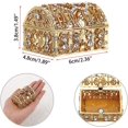 thumbnail image 2 of xianlin-Mini Crystal Metal Jewelry Box, Treasure Chest Style Trinket Storage Organizer Box For Jewelry Rings Earrings, Treasure Storage Keepsake Box for Girls, Gold, 2 of 4