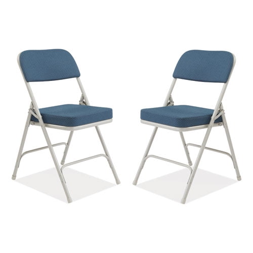 3200 Series Fabric Dual-Hinge Folding Chair, Supports Up to 300 lb, Regal Blue Seat, Regal Blue Back | Bundle of 2