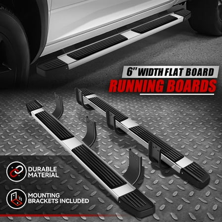 Nuvision for 09-24 Dodge Ram 1500 Quad Cab 6" Chrome SS Flat Side Step Bar Running Boards