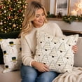 thumbnail image 6 of Embroidered Christmas Pillow Cover 18x18, Detailed Needlework Holiday Throw Cushion Case for Sofa, Couch & Living Room Decor, 6 of 8