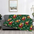 thumbnail image 2 of Naloa Vintage Santa Skiing Green Plaid Flannel Fleece Throw Blanket for Bed Couch, Thick Blanket - All Seasons Suitable for Women, Men and Kids-40"x30", 2 of 6