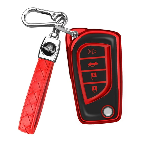 for Toyota Flip Key Fob Cover Soft TPU Key Case Cover with Keychain for Fortuner Tundra Camry RAV4 Challenger Key Shell