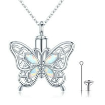 Coachuhhar Opal Butterfly Urn Necklace for Ashes 925 Sterling Silver Celtic Knot Necklace Cremation Necklace for Ashes Keepsake Memorial Butterfly Cremation Jewelry Gifts for Women