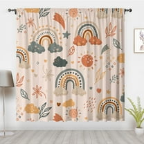 Rainbow Boho Window Curtain Retro Hippie Window Treatments Darkening Curtain Panels Pair Blackout Curtain For Nursery Room Bedroom Decor(Rod pocket)