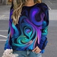 thumbnail image 2 of Simple Golden Ripple Womens Casual Crewneck Sweatshirt Long Sleeve Tops Cute Pullover Loose Fit, 2 of 7