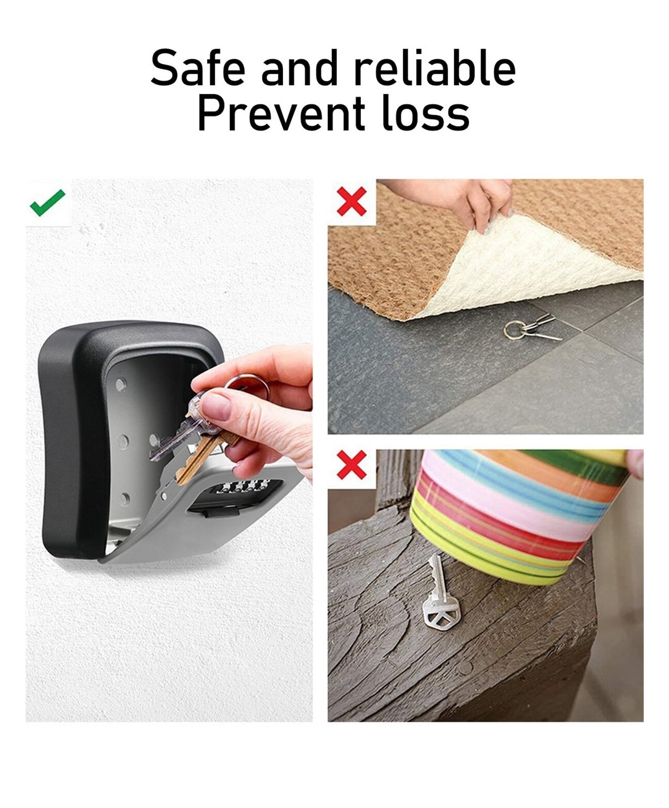 Multi-functional Wall Mounted Waterproof 4 Digits Passwords 3-5 Keys Storage Box ,House, Apartment, Office Key Storage