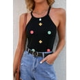 thumbnail image 4 of Women's Black Sweet Floral Embroidery Casual Tank Top - [ZhiHiMeRi] | (US 18-20)2XL, 4 of 8