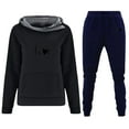 thumbnail image 1 of Gibobby Set Pants y Sudadera Mujer Conjuntos de sudadera con bloques de Color y cuello vuelto para mujer, trajes de 2 piezas, chándales, pantalones largos de (Negro,G), 1 of 3