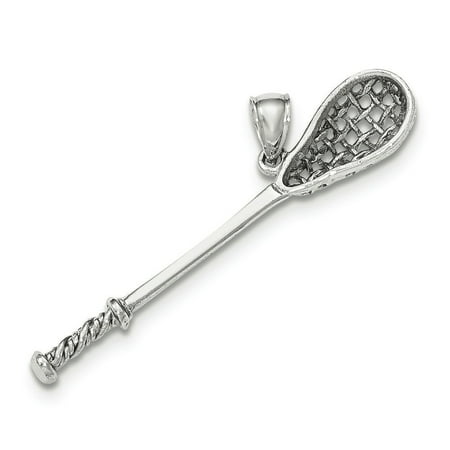 White Gold Stack Design - 14k White Gold Polished 3-d Lacross Pendante Stick Pendant