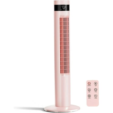 36 inch Tower Fan Portable Electric Oscillating Fan Quiet Remote Control Bladeless Floor Fan 3-Spped Wind Mode 12H Timer Bedroom Office Pink