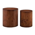 thumbnail image 1 of Modern Round Coffee Table Set - 2 Piece Walnut Burl Veneer Nesting Tables, 1 of 8