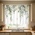 thumbnail image 2 of huayou 2 Pack Printed Kitchen Tier Curtains, 27.56x39.4 Inch Watercolor Eucalyptus Leaf Floral Short Window Curtains, for Indoor Kitchen Farmhouse Home Window Decor, 2 of 7