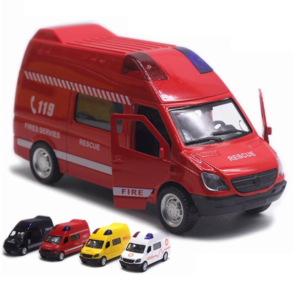 Lubelski Simulated Pull Back Sound Light Ambulance Police Car Fire Truck Kids Toy Gift