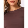 thumbnail image 5 of INSPIRE CHIC Women's Pajama Ribbed Knit 2 Piece Short Sleeve Crop Top with Pants Casual Outfits Lounge Sets M Brown, 5 of 5