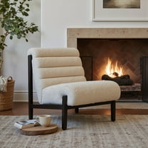 Maki Accent Chair Beige Accent Chair, Modern Style, Shearling style fabric, Plywood, Indoor Living