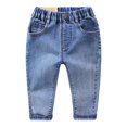 thumbnail image 3 of TIREOW Toddler Baby Boys Washed Denim Pants Little Boys Straight Leg Denim Trousers Trendy Versatile Elastic Waist Jeans Streetwear, 3 of 8
