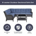 thumbnail image 3 of PARKWELL Outdoor Patio Furniture Set,All-Weather Conversation L-Shaped Sectional Sofa with Coffee Table and No-slip Thick Cushions,Backyard Porch Garden Poolside Balcony Set,Navy Cushions Gray Wicker, 3 of 7