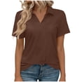 thumbnail image 3 of Wlynlyn Summer Tops Womens Casual Short Sleeve T-Shirts V Neck Collared Loose Plain Solid Tunic Shirts, 3 of 8