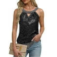 thumbnail image 2 of Sequin Tank Tops for Women Satin Silk Backless Sleeveless Camisole Party Club Sexy Going Out Top Glitter Club Outfits Ruched Flowy Shiny Party Concert Tunics Tops, 2 of 7