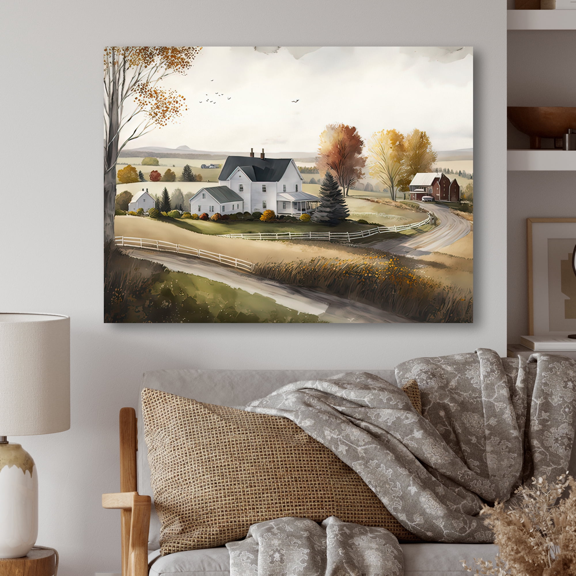 Designart Path To The Barn I Canvas Wall Art