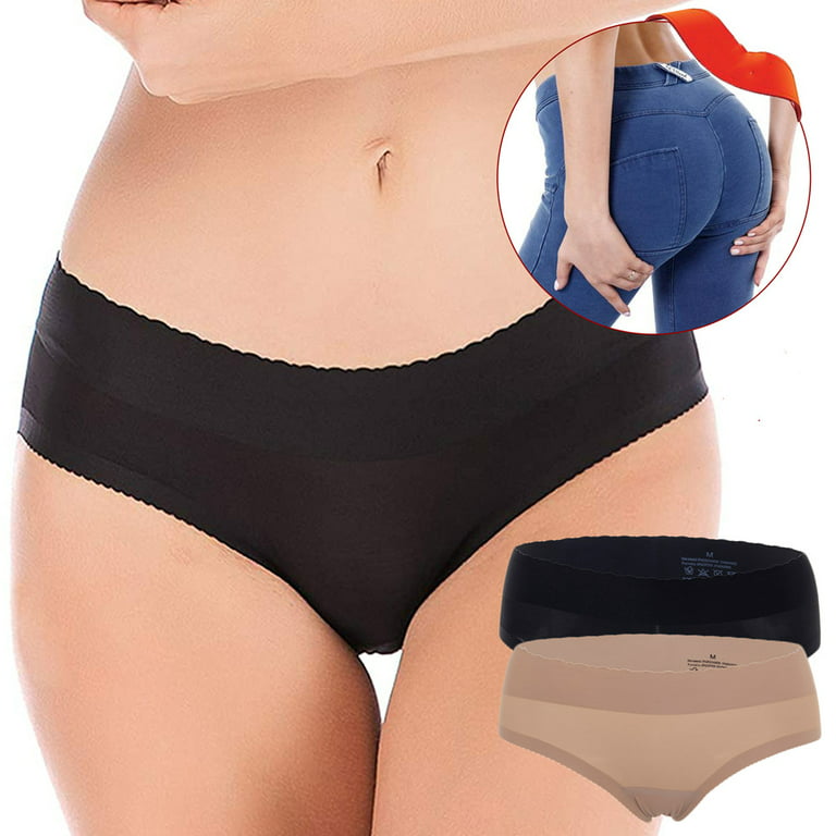 Women Shapewear Buttock Padded Underwear Butt Lift Enhancer Brief Panties,  Black, S