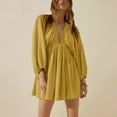 thumbnail image 2 of TJAZFJPA Robes de Plage pour Femmes Femmes Aguichant à Manches Longues à Col en V Robe à Taille Décontractée Ample Fluide Robe Courte Smallshow Robe de Maternité Robe pour Femmes Hiver, 2 of 5
