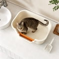 thumbnail image 4 of Semi Enclosed Cat Litter Box with High Sides, Low Entry Large Capacity Ventilate Odor Box for Indoor Cats, Senior Cats & Kittens, Easy Clean & Anti-Splashing Pet Potty 16.54''LX11.02''WX4.72''H, 4 of 7
