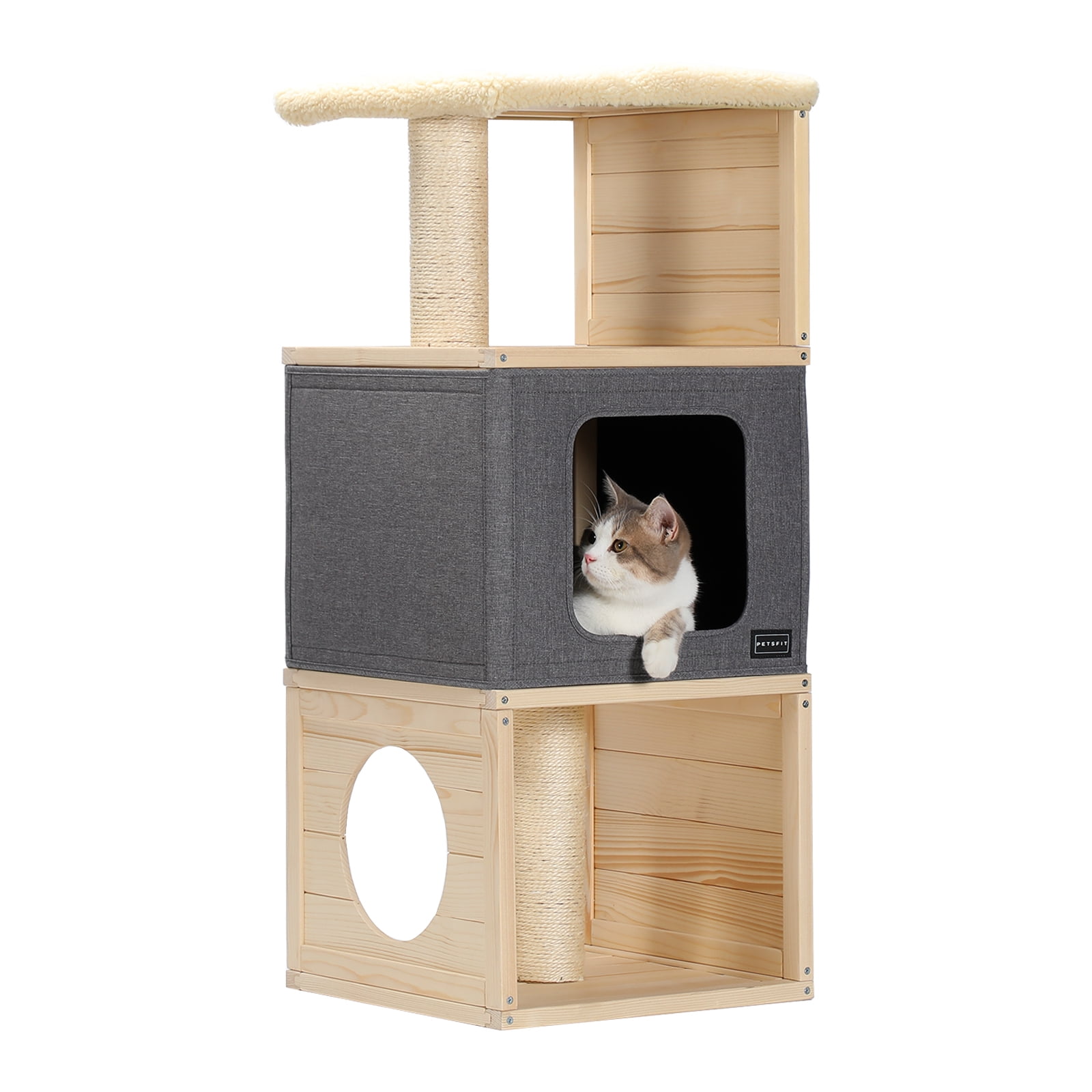 Petsfit Modern Cat Tree with Scratching Post MultiLevel Towers Cat