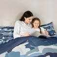 thumbnail image 5 of Castle Fairy Geometric Camouflage Bedding Comforter Set 2pcs for Adults Female Men,Navy Blue Camo Twin Comforter Sets Microfiber,Abstract Plaid Grid Breathable Bedding Set,Microfiber Bedroom Decor, 5 of 8