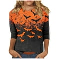 thumbnail image 2 of Sriper Halloween Womens 3/4 Sleeve Tops Plus Size Loose Fit Dressy Crew Neck Blouses Plus Size Elbow Sleeve T-Shirts Business Casual Outfits Para Mujer Multicolor M, 2 of 5