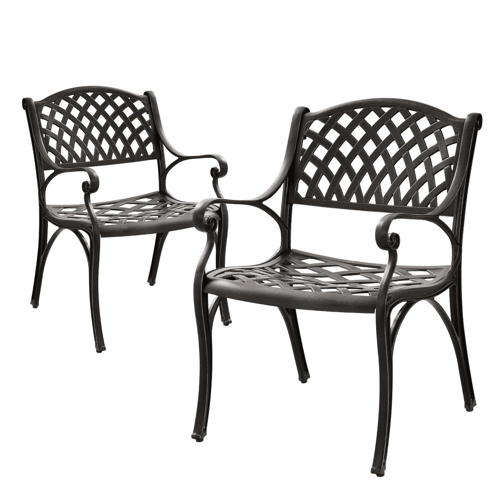 PATIO-IN Cast Aluminum Outdoor Dining Patio Chairs Set of 2, Antique Bronze, Weatherproof Patio Furniture with Adjustable Feet for Garden, Porch, Poolside